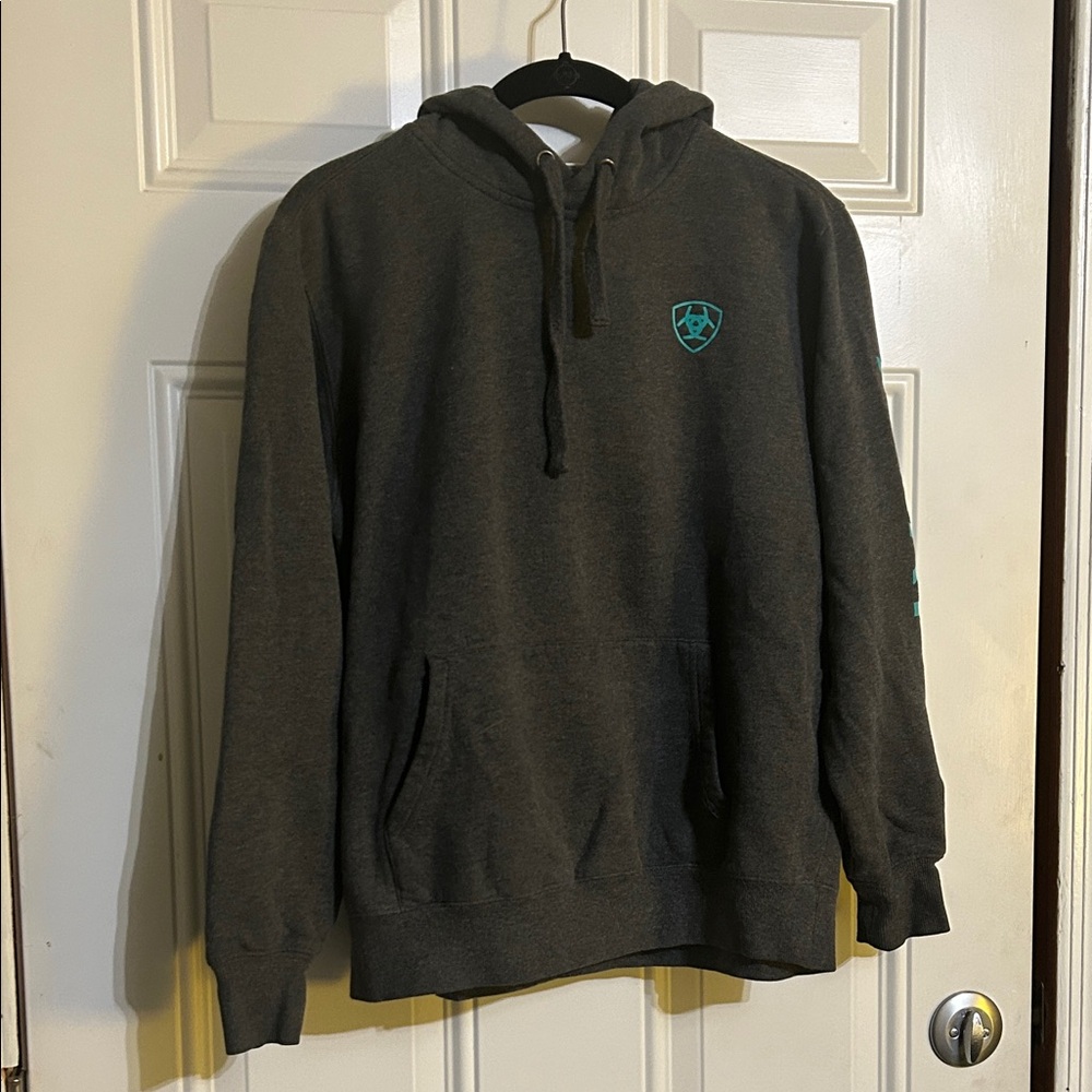Ariat Charcoal Hoodie with Teal Logo
